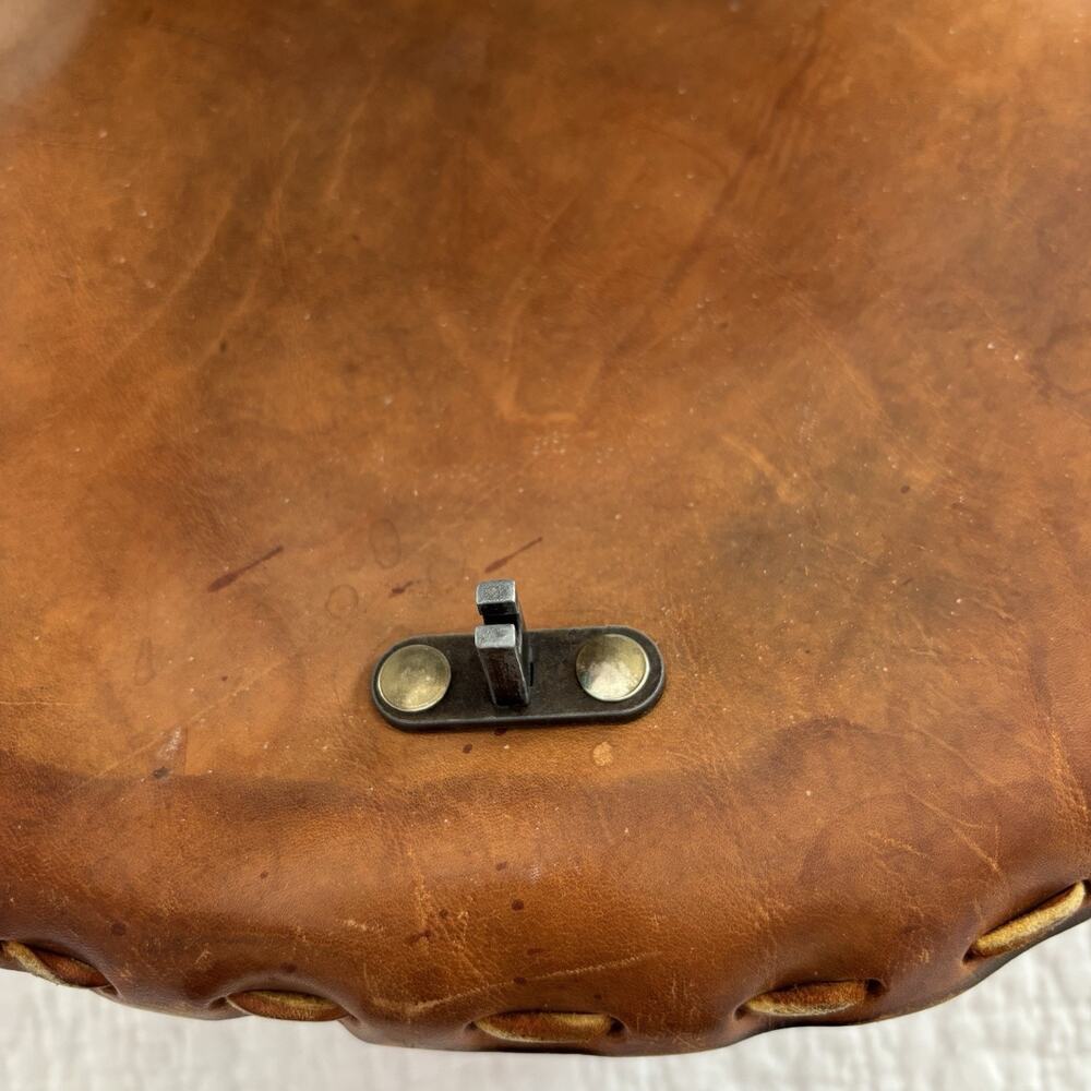 VTG Hand Tooled Painted Flowers Brown Leather Saddle Bag Boho Hippie - Picture 3 of 15
